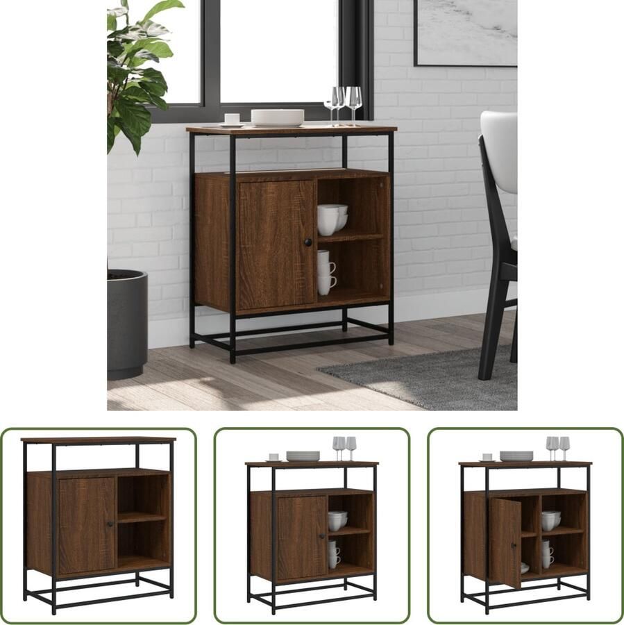 The Living Store Dressoir 69x35x80 cm bewerkt hout bruin eikenkleur Dressoir Kast Opbergkast Houten Dressoir Vintage Dressoir