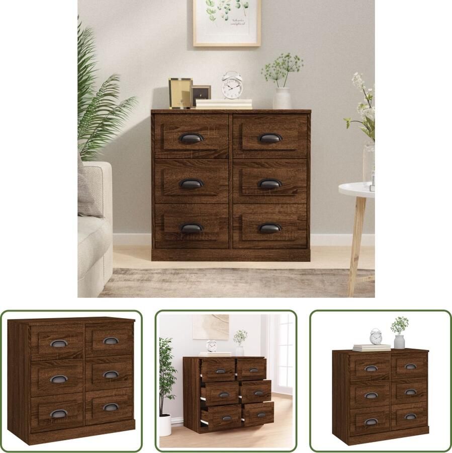 VidaXL The Living Store Dressoir 70x35 5x67 5 cm bewerkt hout bruin eikenkleur Dressoir Houten Dressoir Vintage Dressoir Bruine Dressoir Salontafel