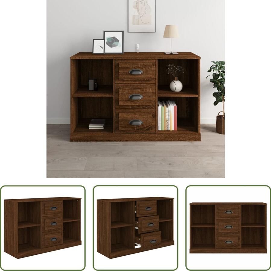 The Living Store Dressoir Classic Bruineiken Bijzetkast 104.5 x 35.5 x 67.5 cm