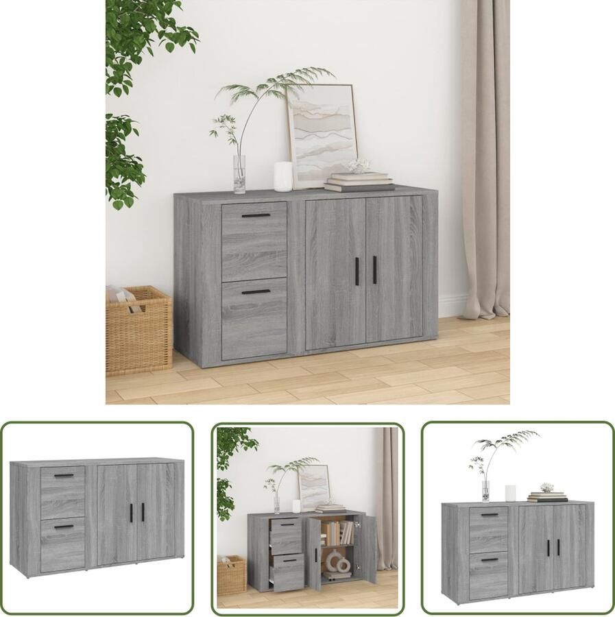 VidaXL Dressoir 100x33x59 5 cm Grijs Sonoma Eiken Dressoir Kast Houten Kast Grijze Kast Salontafel