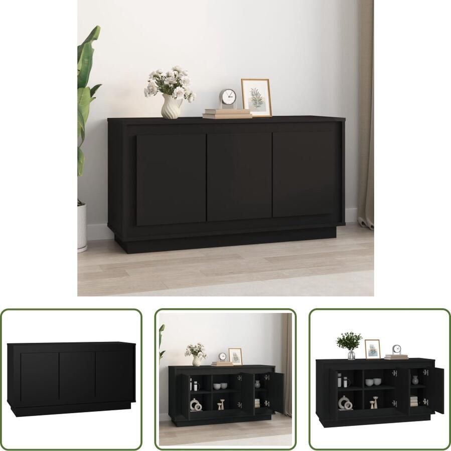 VidaXL Dressoir 102x35x55 cm bewerkt hout zwart Dressoir Houten Dressoir Black Dresser Vintage Dressoir Salontafel