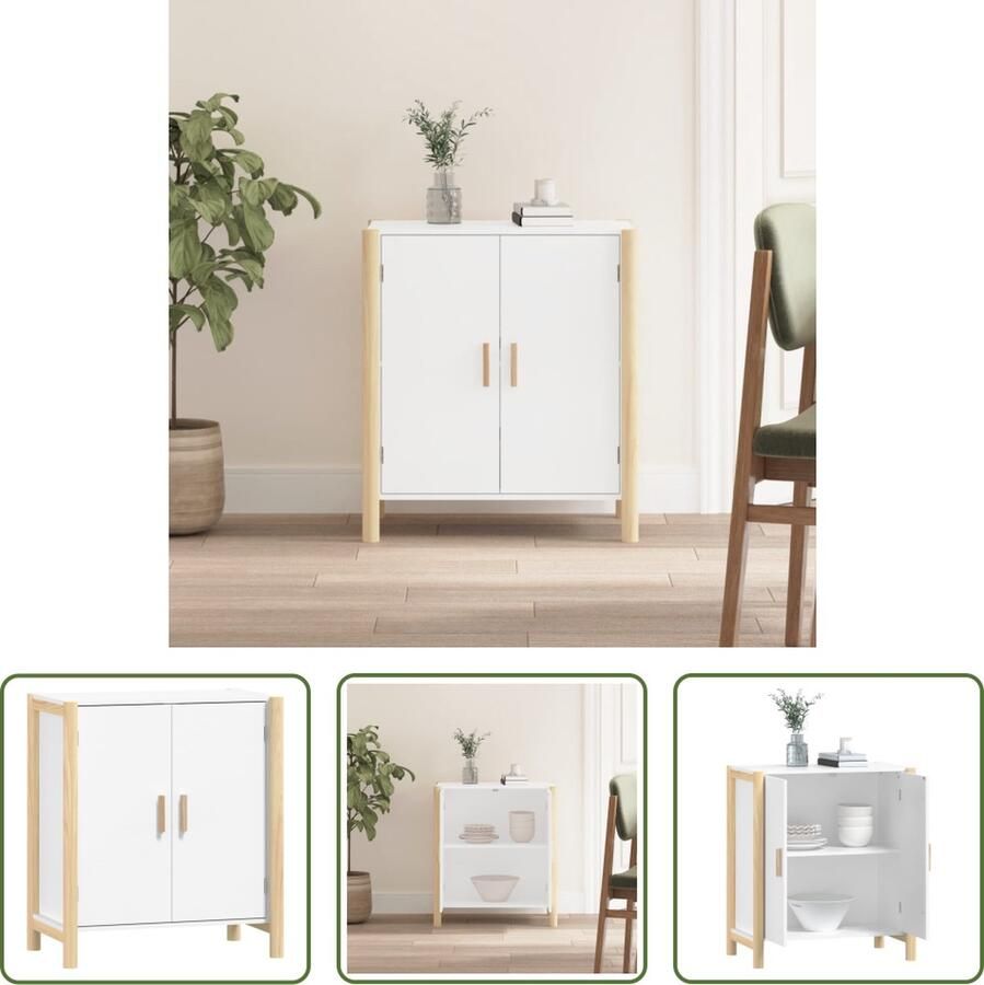 The Living Store Dressoir 62x38x70 cm bewerkt hout wit Dressoir Commode Kast Vintage Landelijk