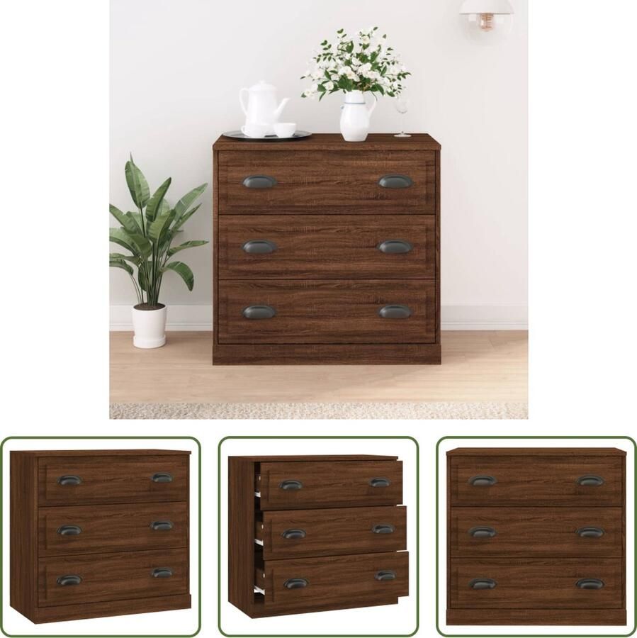 The Living Store Dressoir Classic s Bijzetkast 70 x 35.5 x 67.5 cm Bruineiken