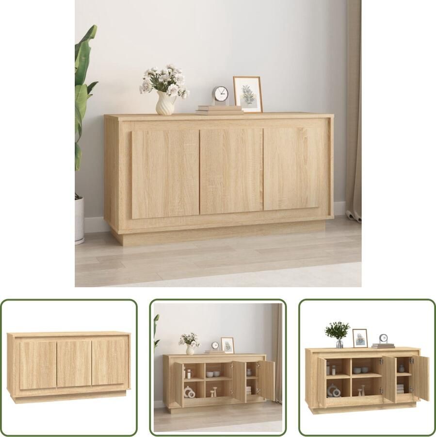 The Living Store Dressoir 102x35x55 cm bewerkt hout sonoma eikenkleurig Dressoir Houten Dressoir Salontafel Vintage Dressoir Landelijk Dressoir