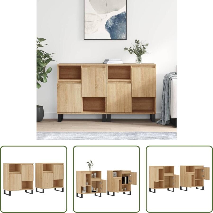 The Living Store Dressoir Classic Sonoma Eiken 120 x 35 x 70 cm Duurzaam hout en metaal