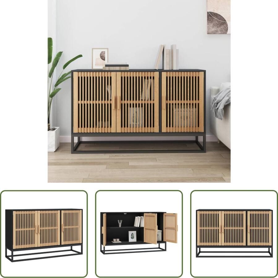 The Living Store Dressoir 105x30x65 cm bewerkt hout zwart Dressoir Vintage Dresser Klassiek Dressoir Tv Stand Salontafel - Foto 2