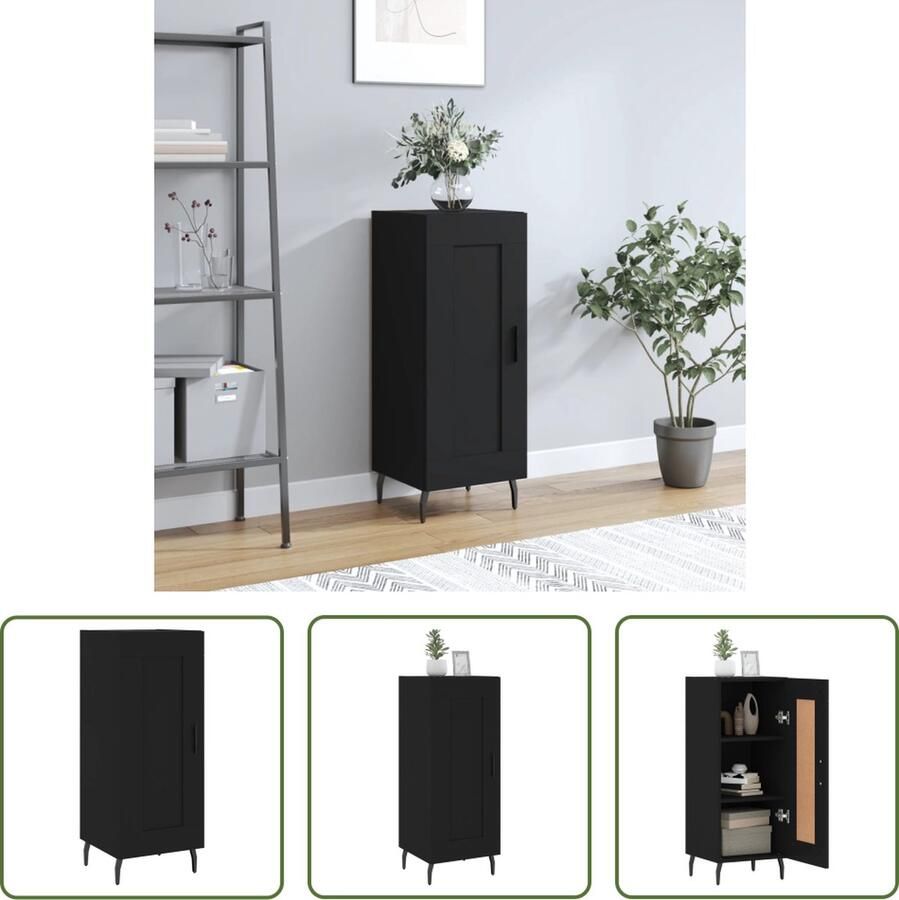 VidaXL Dressoir 34 5x34x90 cm bewerkt hout zwart Dressoir Houten Dressoir Zwart Dressoir Compact Dressoir Salontafel