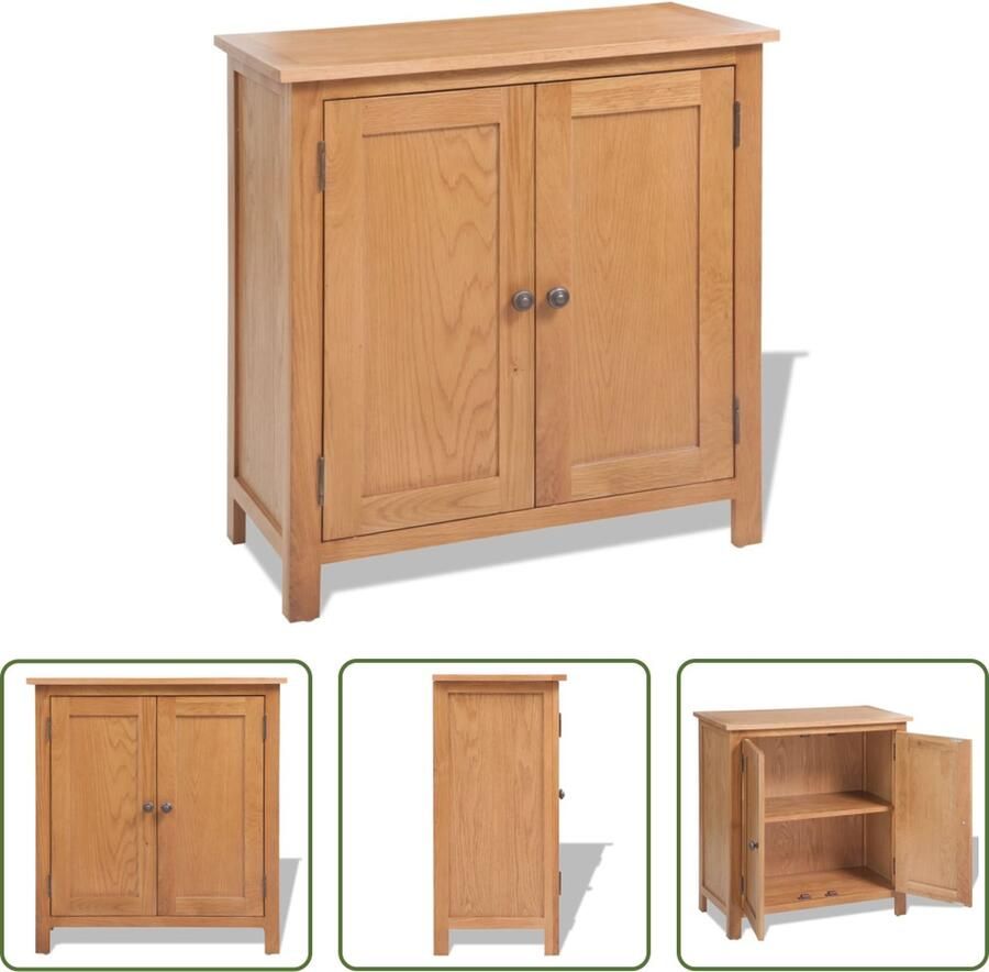 The Living Store Dressoir 70x35x75 cm massief eikenhout Dressoir Eikenhouten Dressoir Bruine Dressoir Landelijke Dressoir Vintage Dressoir
