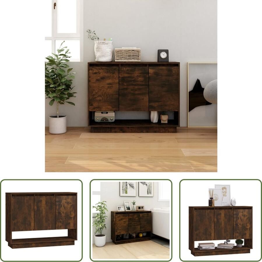 VidaXL Dressoir 97x31x75 cm bewerkt hout gerookt eikenkleurig Dressoir Houten Dressoir Bruine Dressoir Vintage Dressoir Landelijk Dressoir