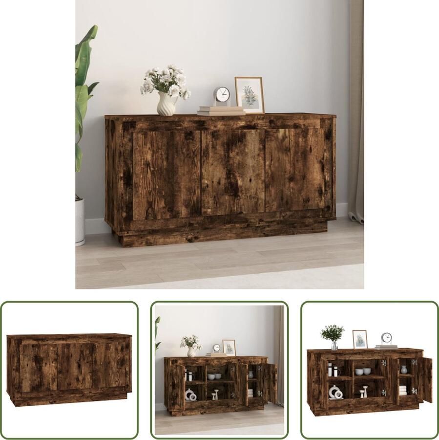 The Living Store Dressoir 102x35x55 cm bewerkt hout gerookt eikenkleurig Dressoir Houten Dressoir Vintage Dressoir Landelijk Dressoir Woonkamer Dresser