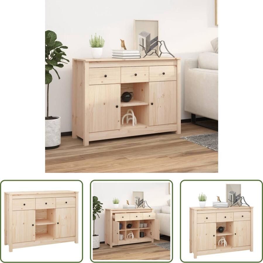 The Living Store Dressoir 100x35x74 5 cm massief grenenhout Dressoir Houten Dressoir Grenenhouten Dressoir Vintage Dressoir Landelijk Dressoir