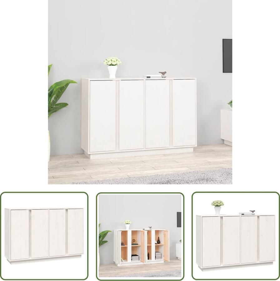 The Living Store Dressoir Grenenhout 120x35x80 cm Wit