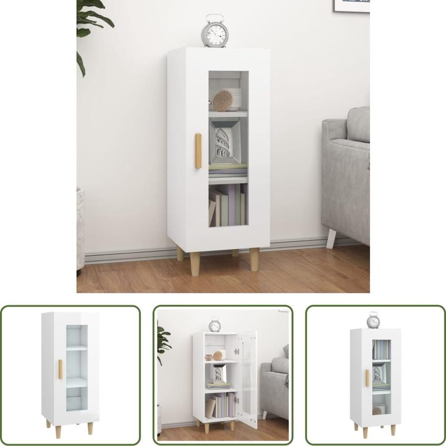 The Living Store Dressoir Hoogglans wit 34.5 x 34 x 90 cm Duurzaam bewerkt hout