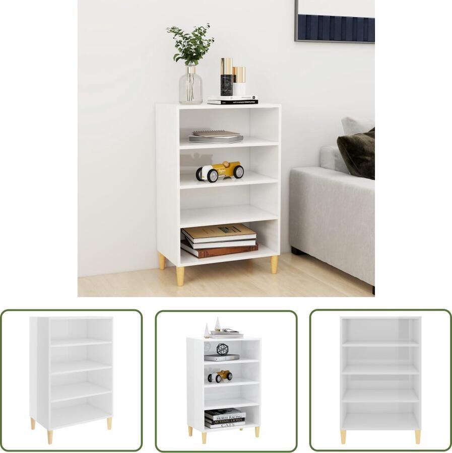 The Living Store Dressoir Hoogglans wit 57 x 35 x 90 cm Stevig en duurzaam 4 schappen