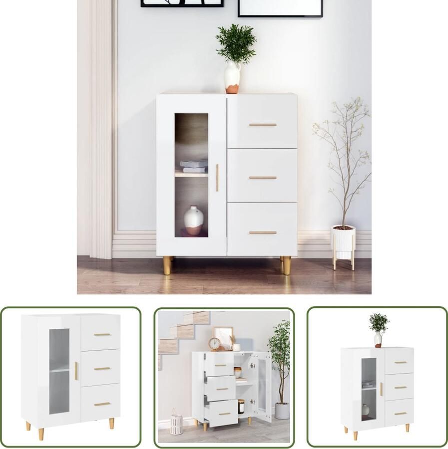 The Living Store Dressoir Hoogglans wit 69.5 x 34 x 90 cm