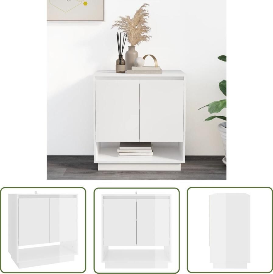The Living Store Dressoir Hoogglans Wit 70 x 41 x 75 cm Minimalistisch design