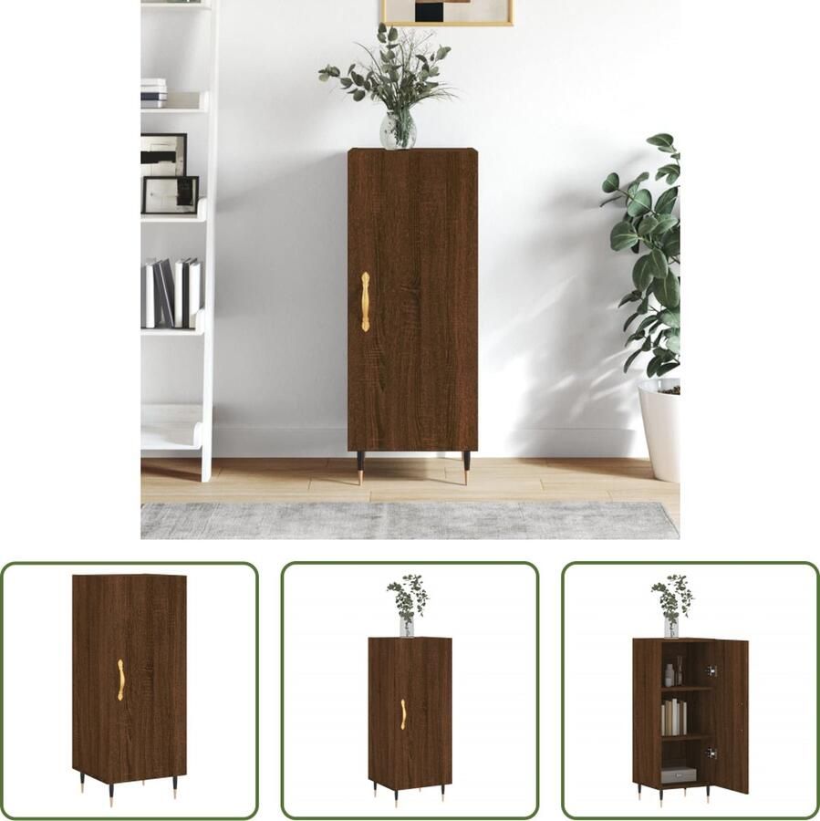 The Living Store Dressoir 34 5x34x90 cm bewerkt hout bruin eikenkleur Dressoir Houten Dressoir Vintage Dressoir Modern Dressoir Opbergkast