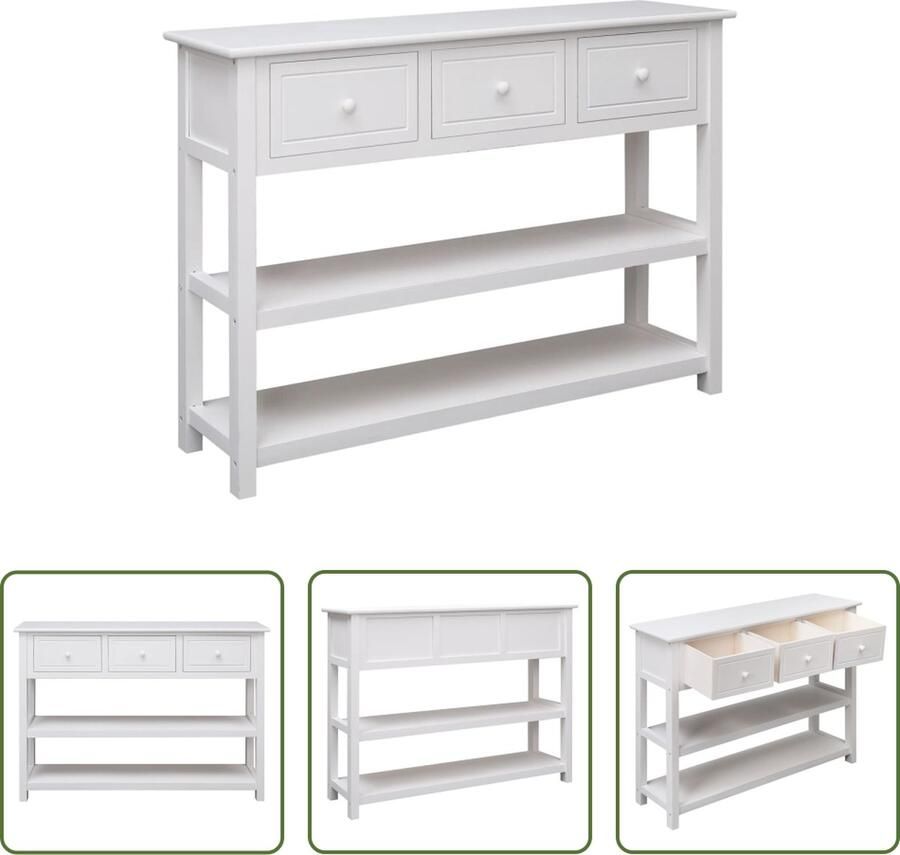 The Living Store Dressoir 108x30x76 cm massief paulowniahout wit Dressoir Kast Commode Opbergmeubilair Salontafel