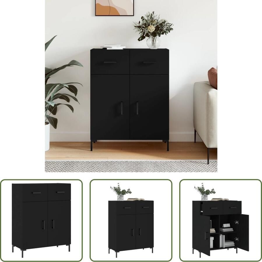 The Living Store Dressoir Industrial Zwart 69.5 x 34 x 90 cm Duurzaam hout metaal