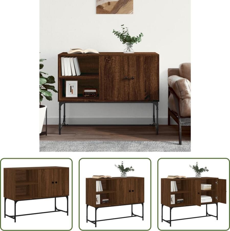 The Living Store Dressoir Industrieel Bruineiken 100 x 40 x 79.5 cm Bewerkt hout en ijzer