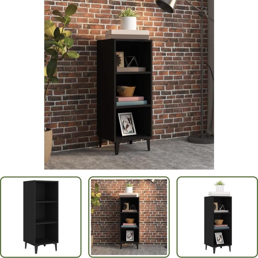 The Living Store Dressoir Industrieel Zwart 34.5 x 32.5 x 90 cm Hoogwaardig bewerkt hout en metaal