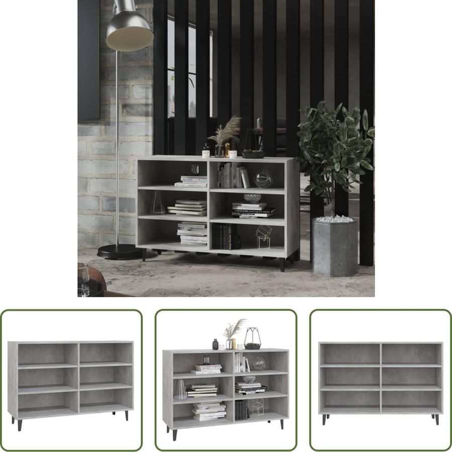 The Living Store Dressoir 103 5x35x70 cm bewerkt hout betongrijs Dressoir Industrieel Design Houten Dressoir Grijze Dressoir Opbergkast