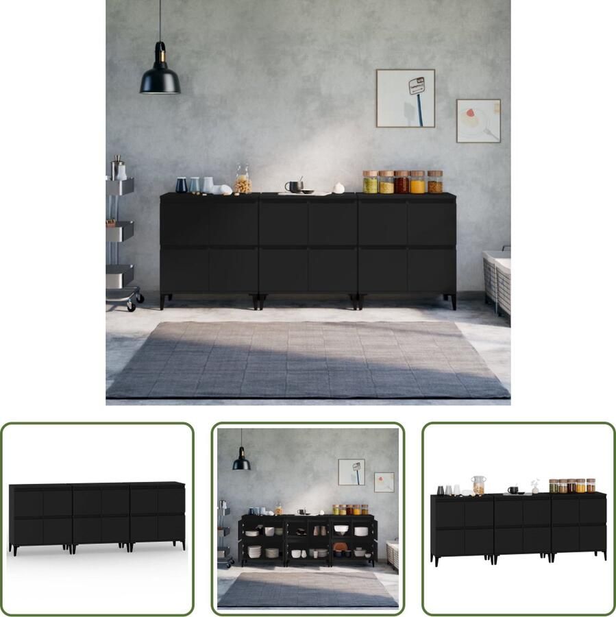 The Living Store Dressoir Klassiek 60 x 35 x 70 cm Zwart