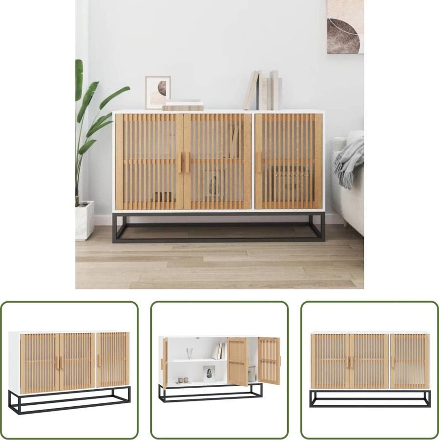 The Living Store Dressoir 105x30x65 cm bewerkt hout wit Dressoir Klassiek Dressoir Houten Dressoir Wit Dressoir Vintage Dressoir