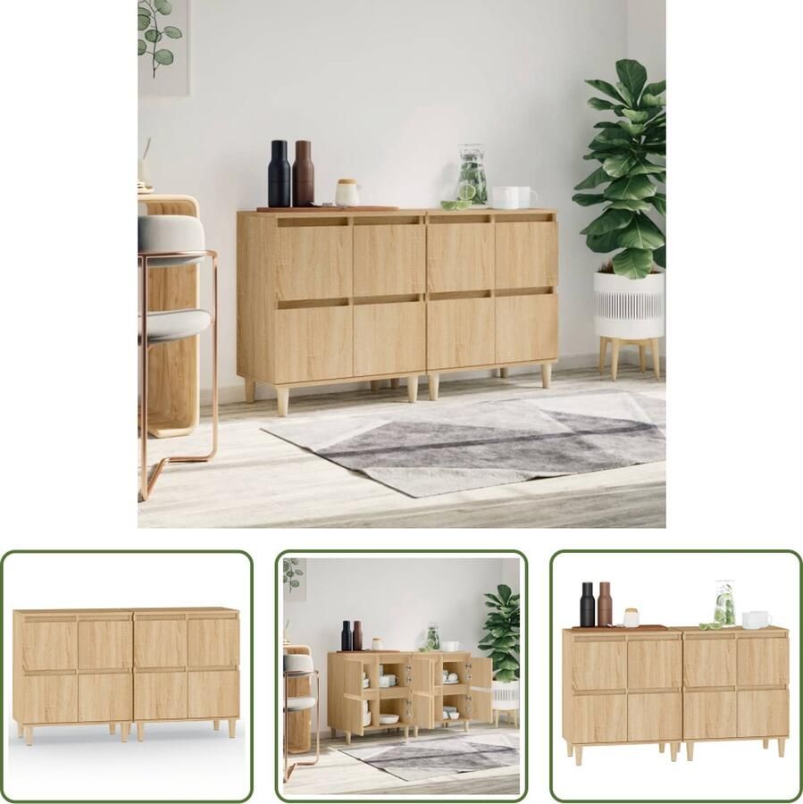 VidaXL The Living Store Dressoirs 2 st 60x35x70 cm bewerkt hout sonoma eikenkleurig Dressoir Salontafel Houten Meubel Vintage Meubels Landelijk Interieur