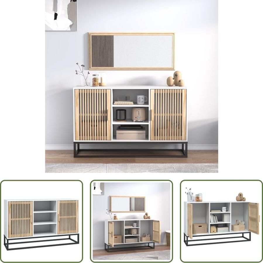 The Living Store Dressoir 105x30x65 cm bewerkt hout wit Dressoir Vintage Dresser Landelijk Dressoir Wit Dressoir Houten Dressoir - Foto 2