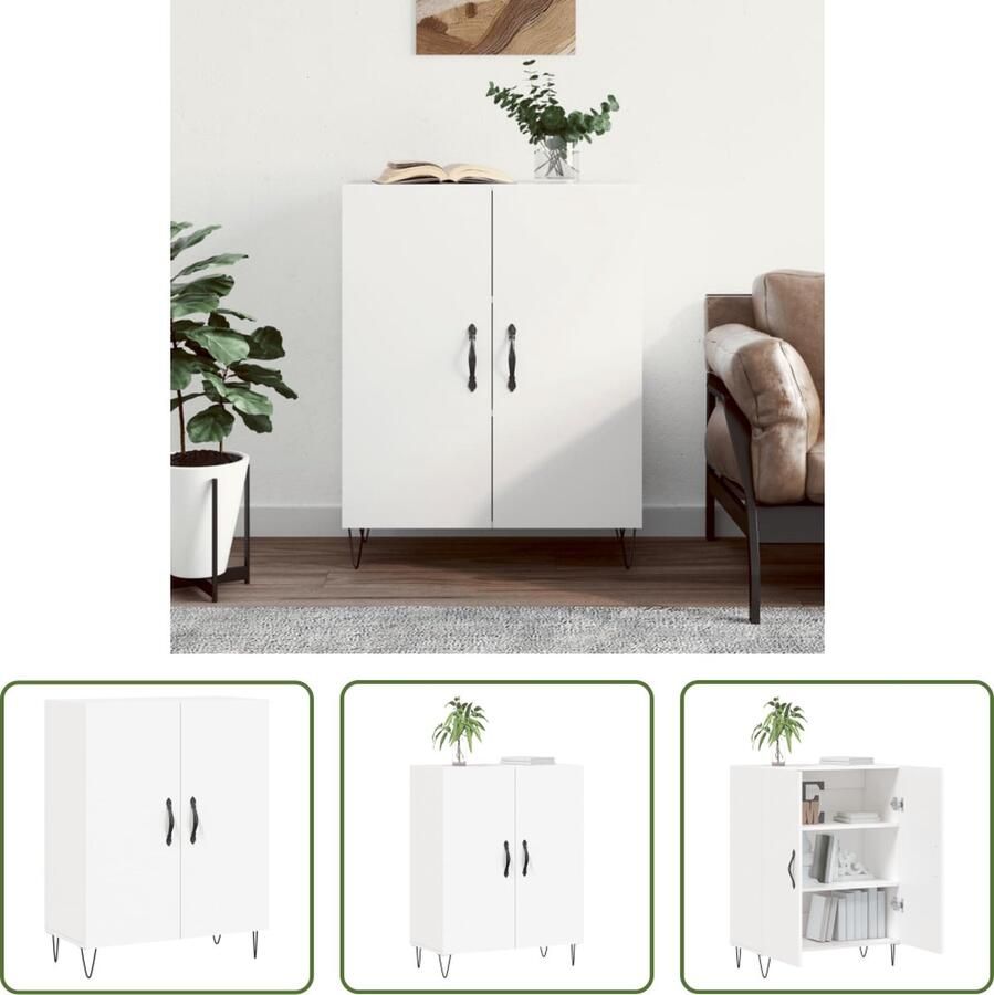 The Living Store Dressoir klassiek wit 69.5 x 34 x 90 cm Duurzaam bewerkt hout en metaal