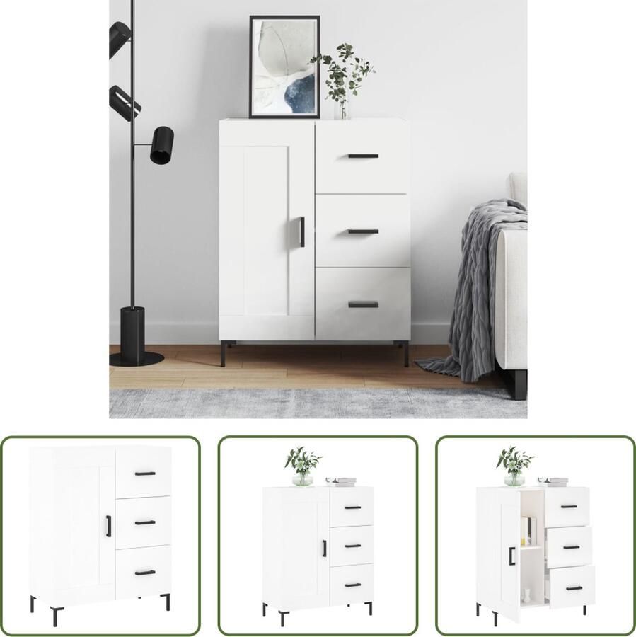 VidaXL Dressoir 69 5x34x90 cm bewerkt hout wit Dressoir Houten Dressoir Wit Dressoir Salontafel Opslagkast
