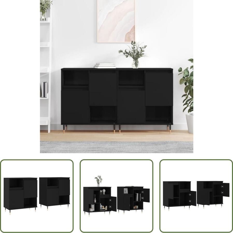 The Living Store Dressoir Klassiek Zwart 120 x 35 x 70 cm