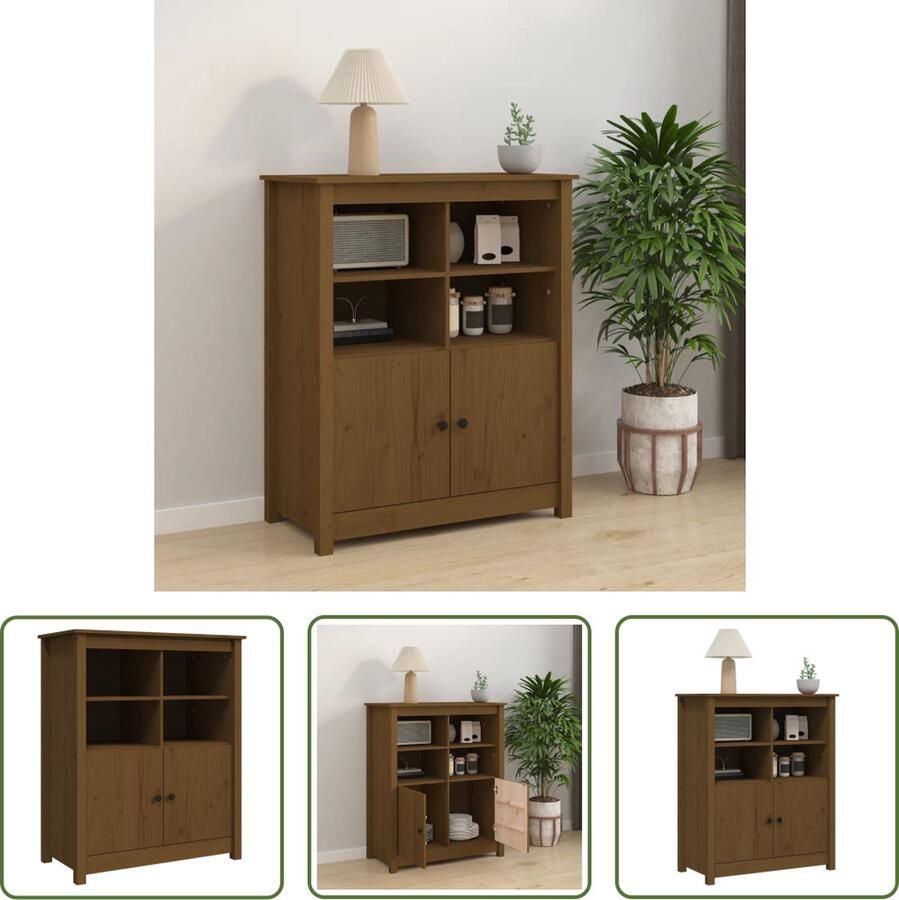 VidaXL Dressoir 83x41 5x100 cm massief grenenhout honingbruin Dressoir Houten Dressoir Grenenhouten Dressoir Vintage Dressoir Landelijk Dressoir - Foto 3