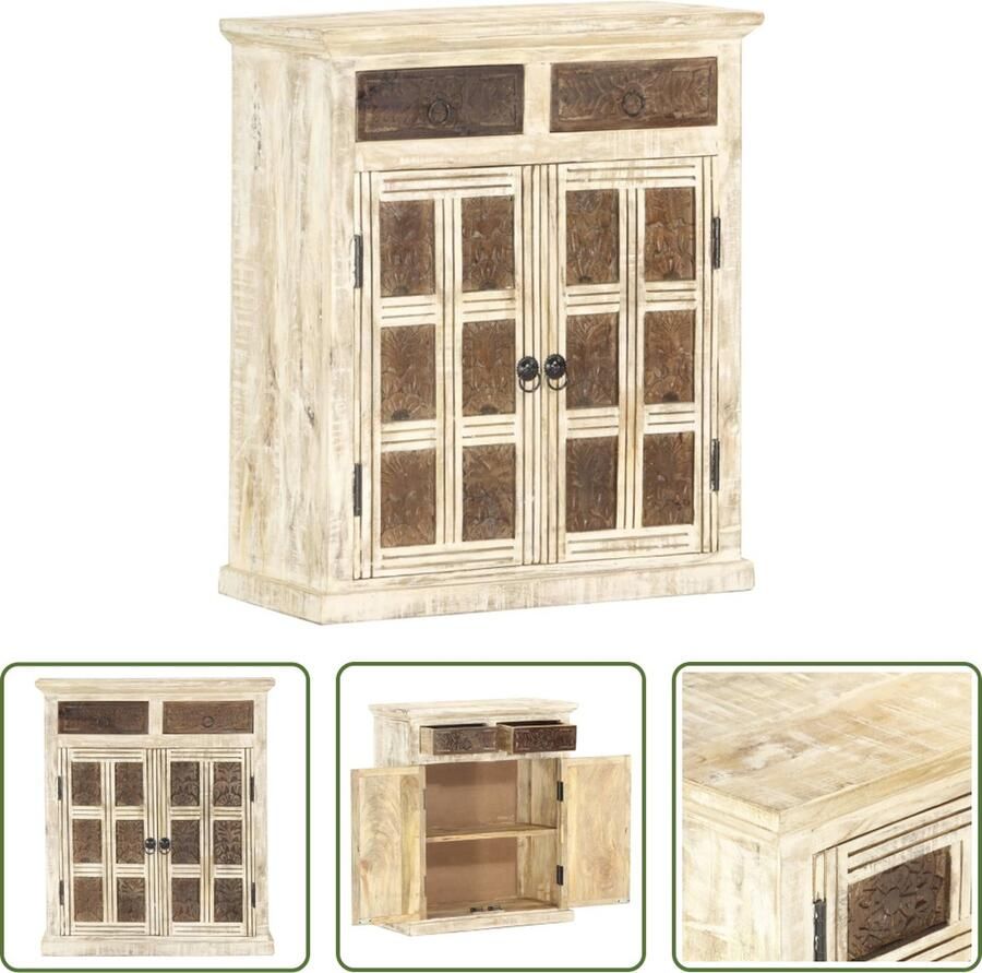 The Living Store Dressoir Mangohout 65 x 30 x 75 cm Wit