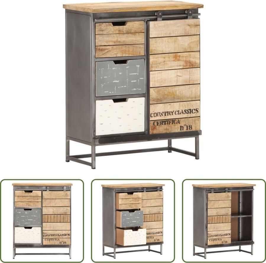 VidaXL Industrieel Design Dressoirs Dressoir 60x30x70 cm massief mangohout Houten Dressoir Mangohouten Dressoir Vintage Dressoir