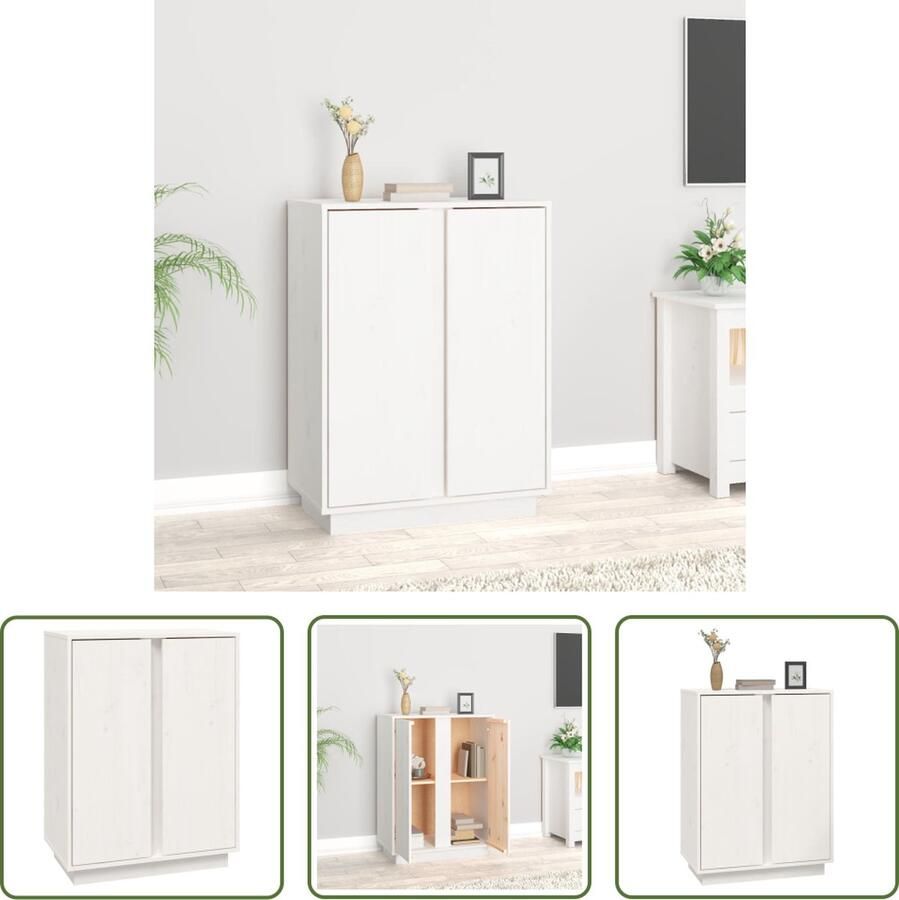 VidaXL Dressoir 60x35x80 cm massief grenenhout wit Dressoir Houten Dressoir Grenenhouten Dressoir Wit Dressoir Vintage Dressoir