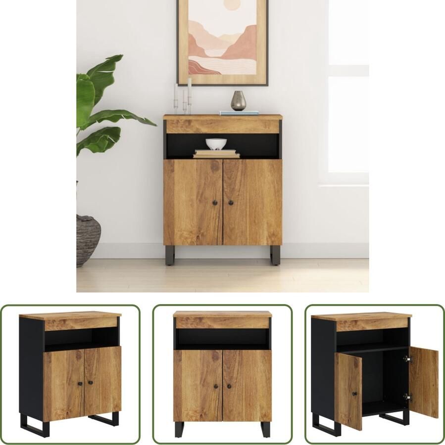 VidaXL The Living Store Dressoir met 2 deuren 60x33x75 cm massief mangohout Dressoir Mangohouten Dressoir Vintage Dressoir Salontafel Tv-stand