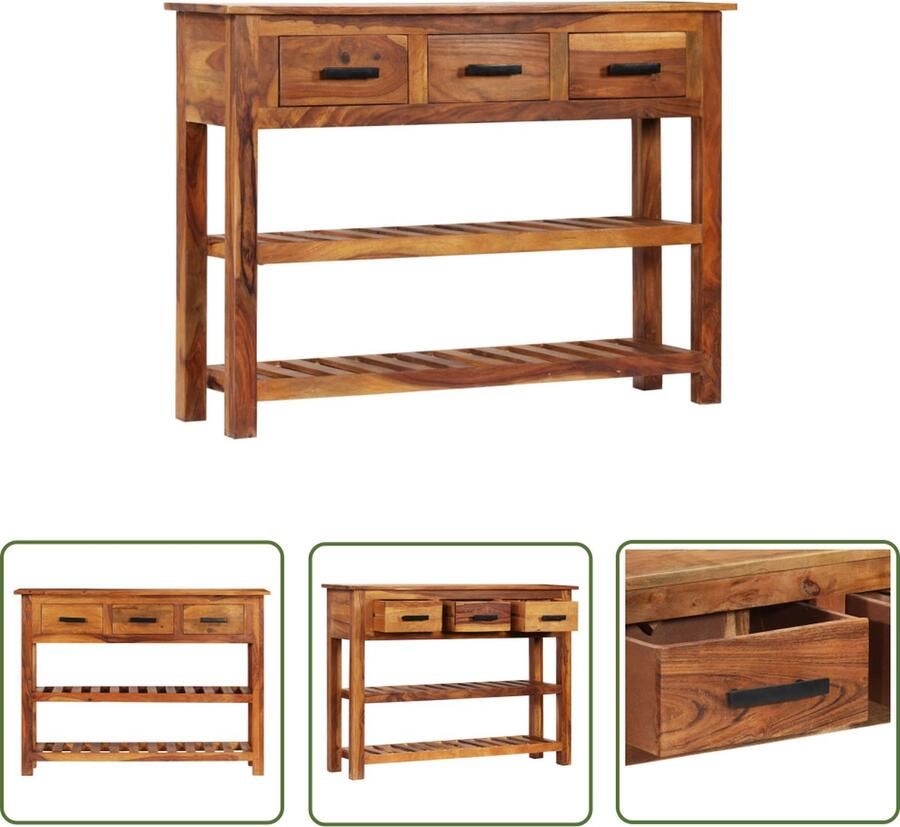 The Living Store Dressoir met 3 lades 110x30x80 cm massief acaciahout Vintage Kast Dressoir Bijzettafels Salontafel Woonkamer Decoratie