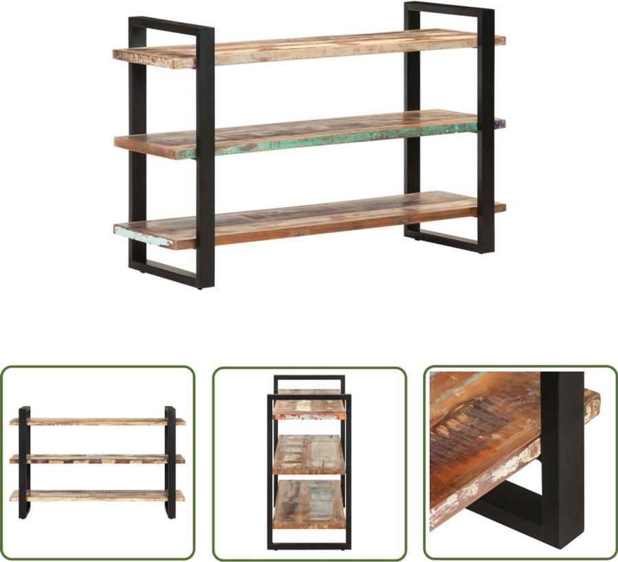 The Living Store Dressoir met 3 schappen 120x40x75 cm massief gerecycled hout Dressoir Industrieel Design Vintage Meubels Houten Dressoir Recyceld Hout