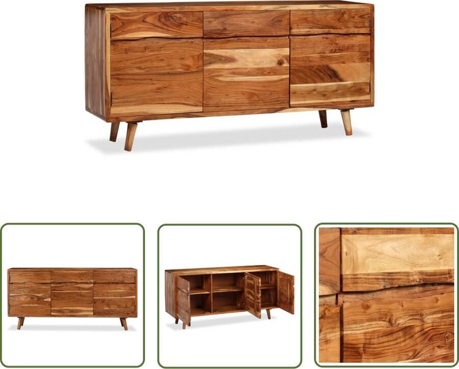 The Living Store Dressoir met bewerkte deuren 160x40x75 cm massief hout Keukenkast