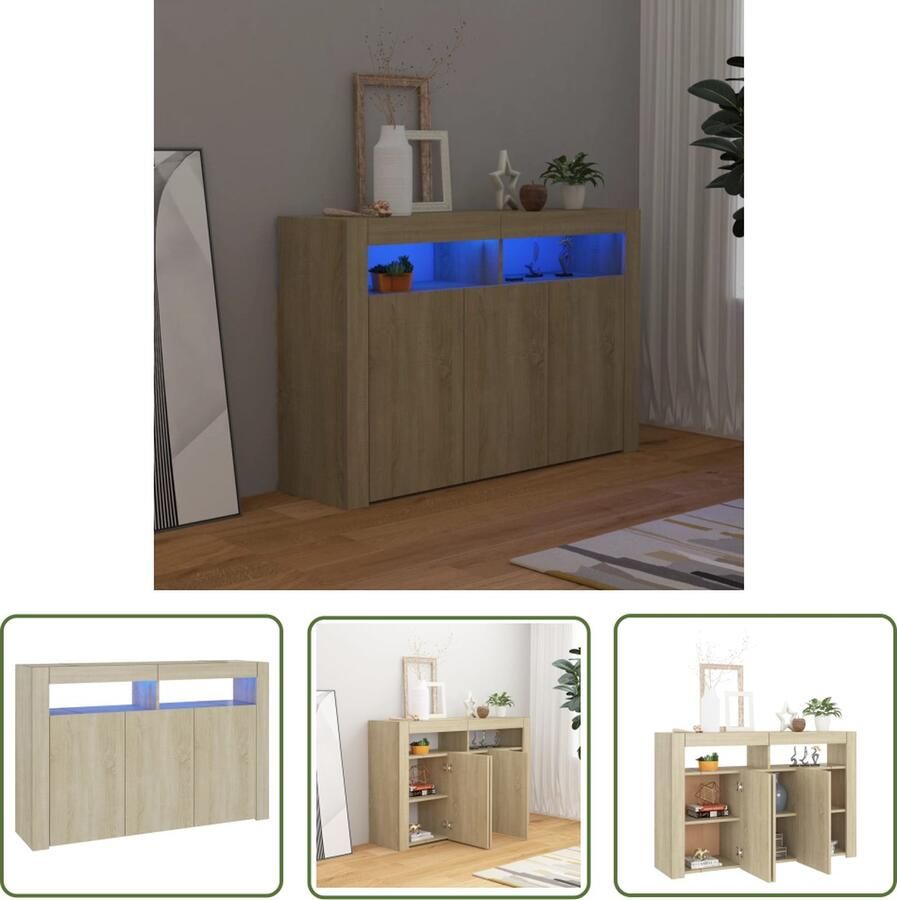 VidaXL Dressoir met LED-verlichting 115 5x30x75 cm sonoma eikenkleur Dressoir Houten Dressoir Sonoma Eiken Dressoir Led Dressoir Tv Kast - Foto 2
