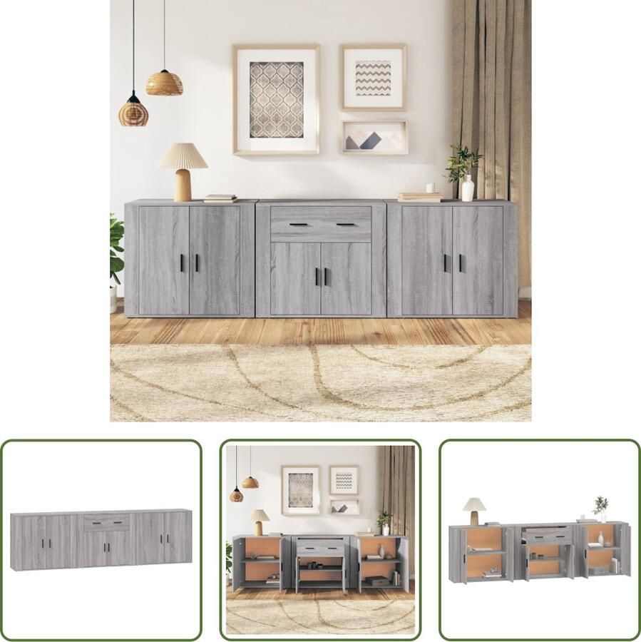 VidaXL The Living Store Dressoir Meubelen 80 x 33 x 70 cm Grijs Sonoma Eiken