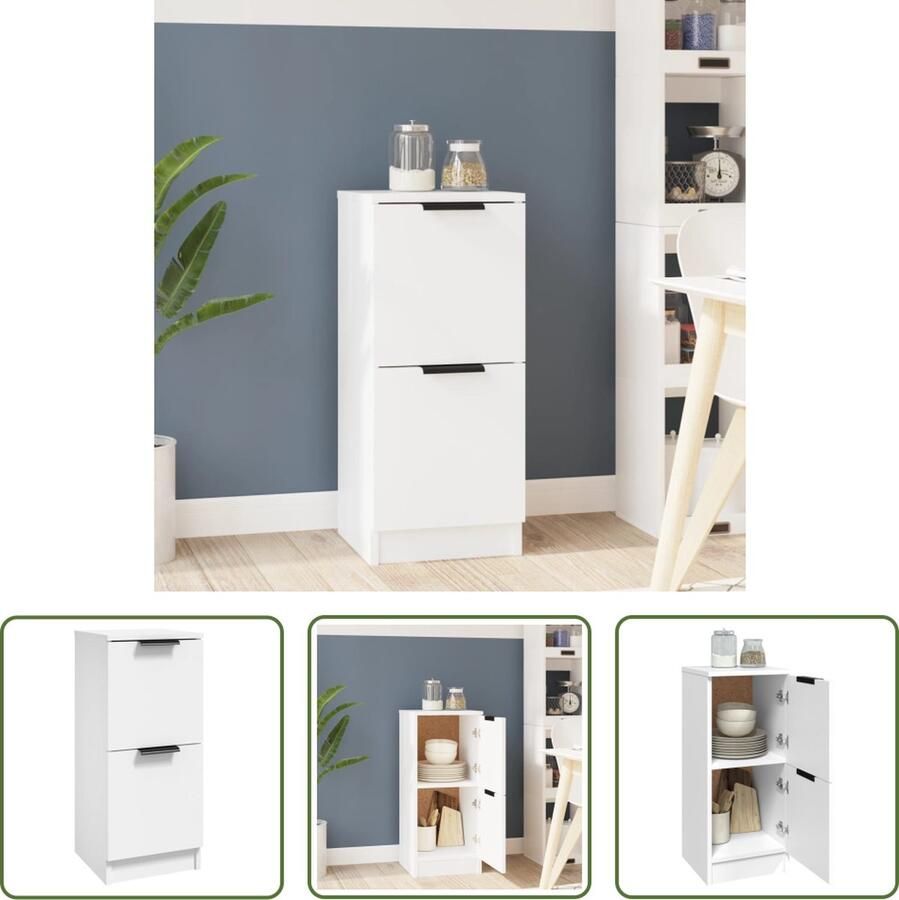 The Living Store Dressoir 30x30x70 cm bewerkt hout wit Dressoir Minimalisme Houten Dressoir Wit Dressoir Opbergkast