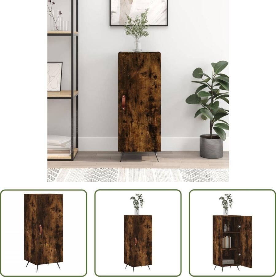 VidaXL Dressoir 34 5x34x90 cm bewerkt hout gerookt eiken Dressoir Houten Dressoir Vintage Dressoir Modern Dressoir Bruine Dressoir