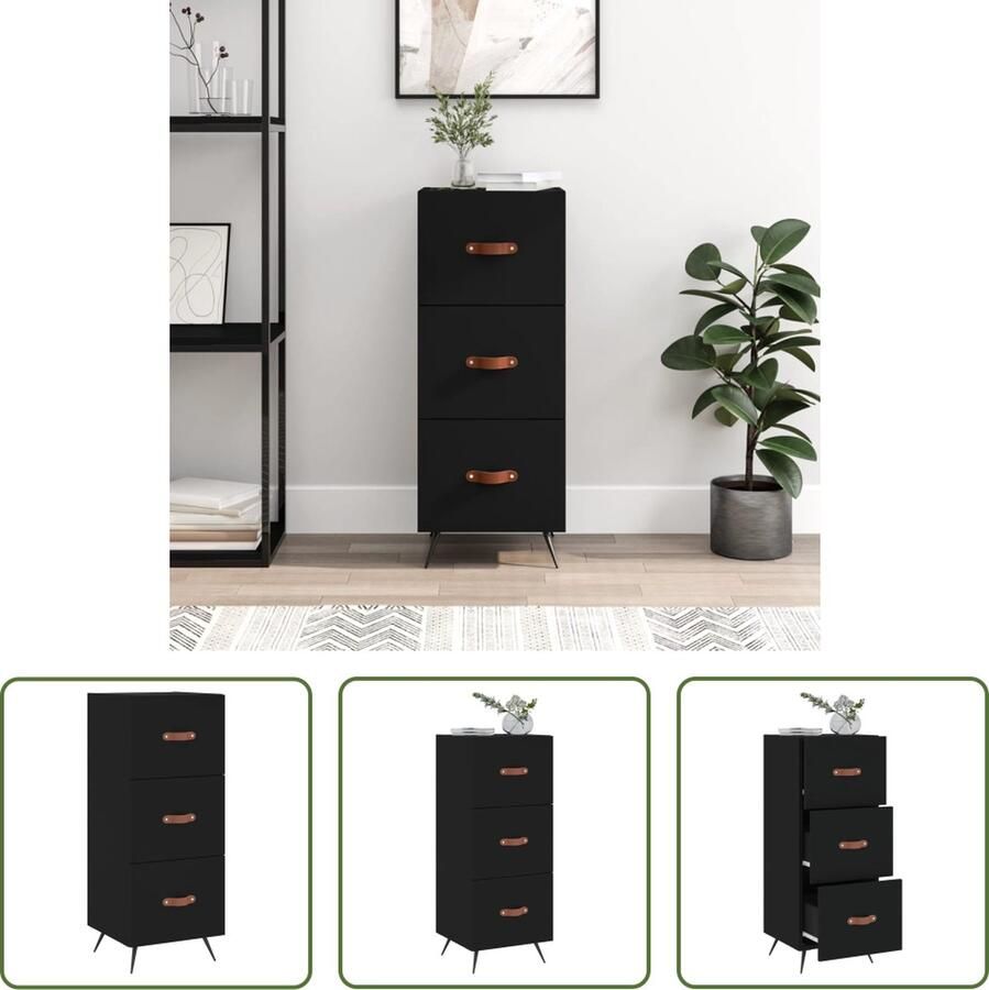 The Living Store Dressoir Modern Bijzetkast 34.5 x 34 x 90 cm Zwart