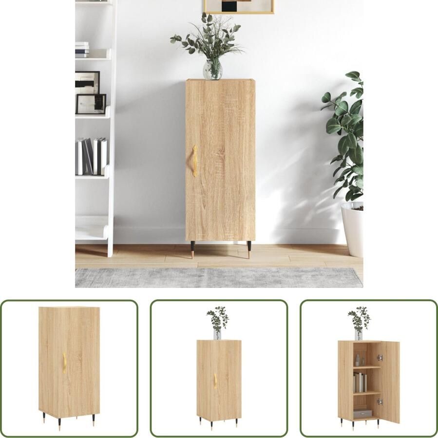 The Living Store Dressoir 34 5x34x90 cm bewerkt hout sonoma eiken Dressoir Modern Dressoir Houten Dressoir Sonome Eiken Dressoir Opbergkast - Foto 6