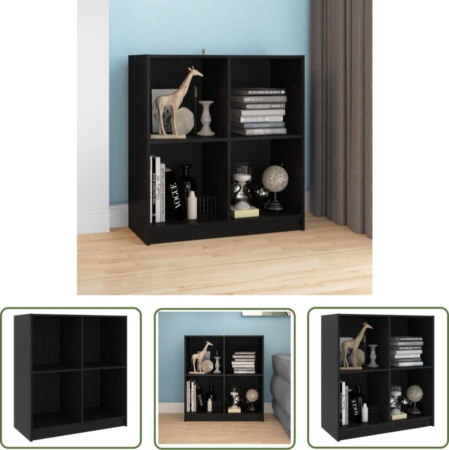 The Living Store Dressoir Modern Zwart 70x33x76 cm Massief grenenhout