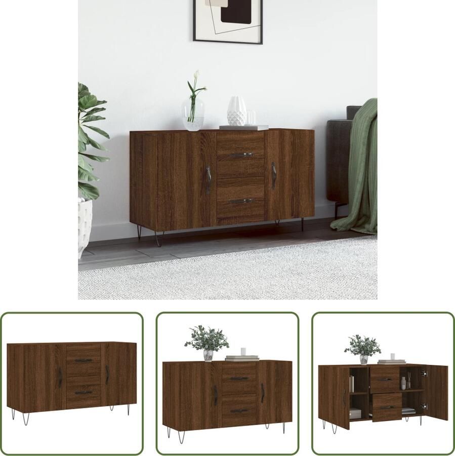 The Living Store Dressoir Moderne Bruineiken 100 x 36 x 60 cm Duurzaam hout