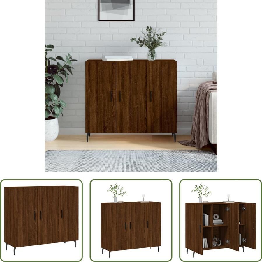 The Living Store Dressoir naam Meubelen 90x34x80 cm Bruineiken